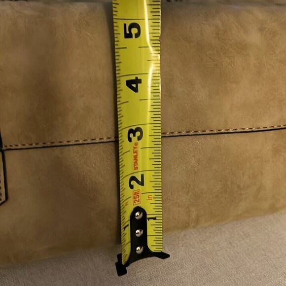 Sydney Love tan sueded leather tote with burgundy leather lining and studs NWOT - Picture 12 of 13